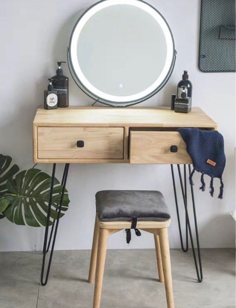 CAFUNE Vintage Solid Wood Vanity Table