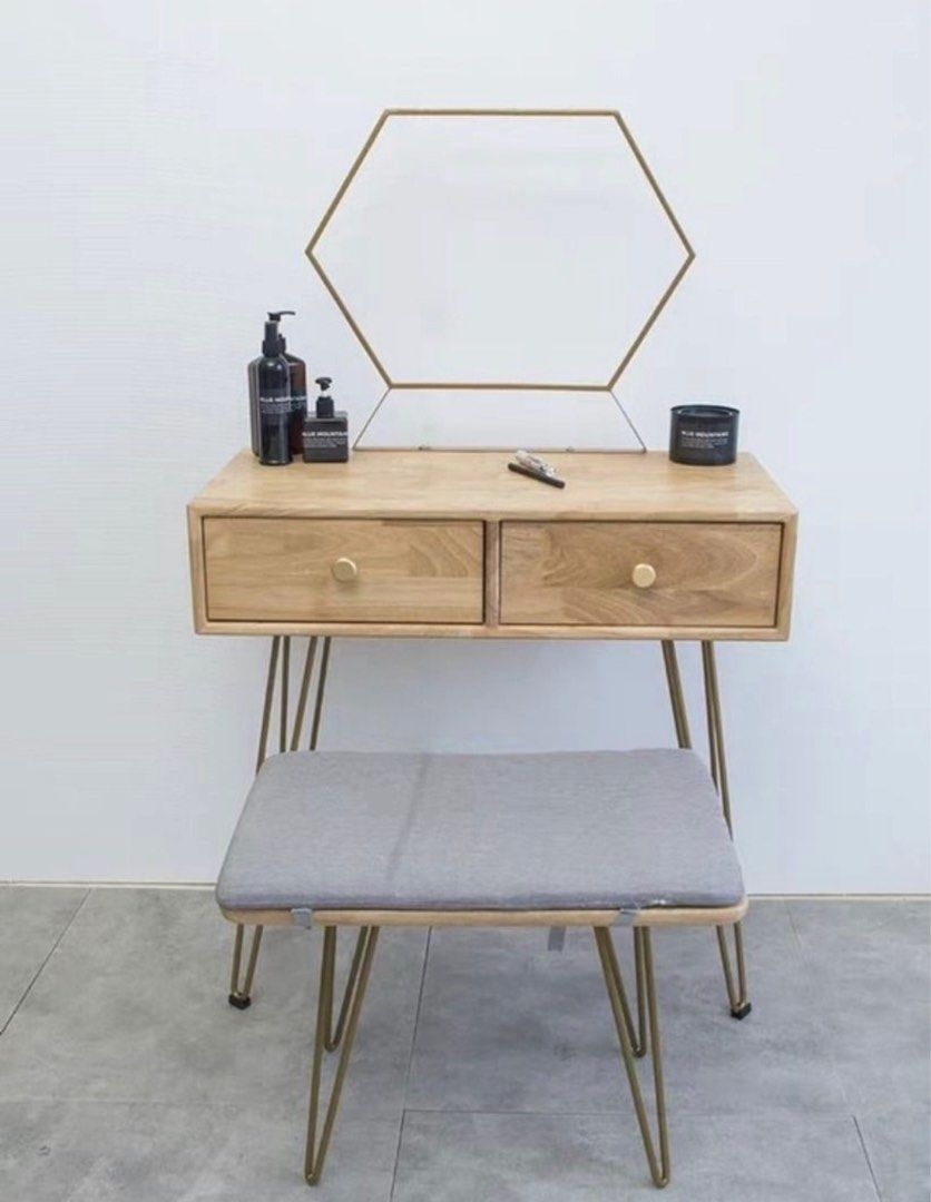CAFUNE Vintage Solid Wood Vanity Table