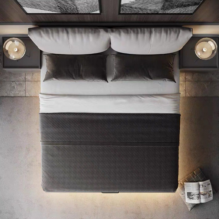 CALVRY Modern LED Floating Storage Bedframe