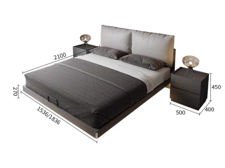 CALVRY Modern LED Floating Storage Bedframe