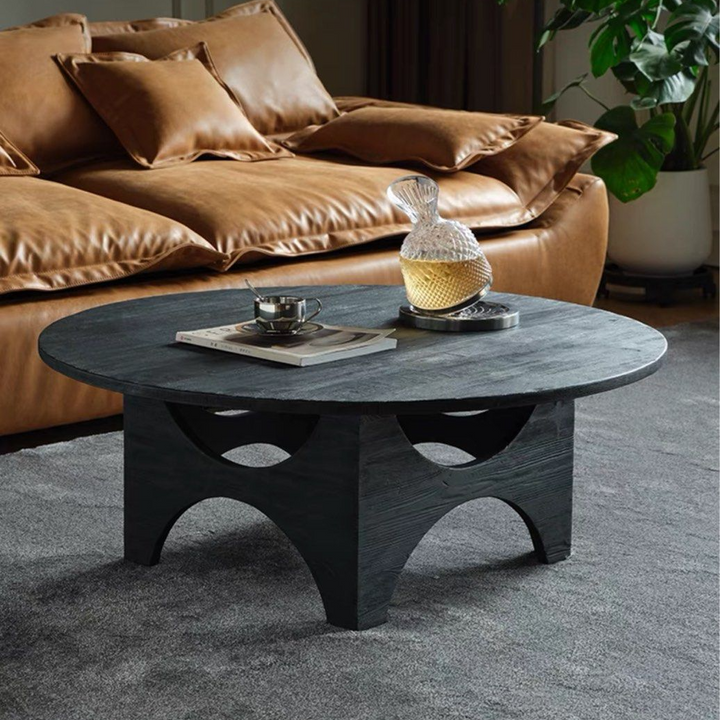 BURKE Rustic Solid Wood Round Coffee Table