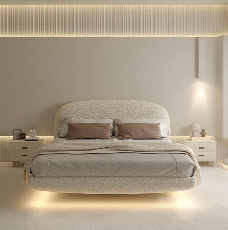 CHAPEL Modern Boucle LED Floating Bedframe