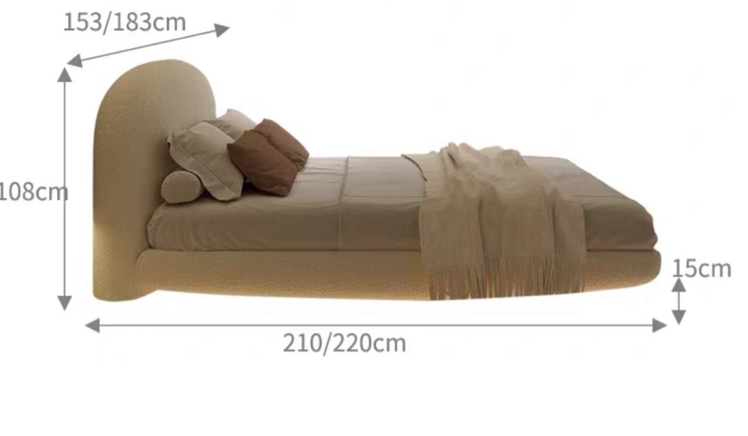 CHAPEL Modern Boucle LED Floating Bedframe