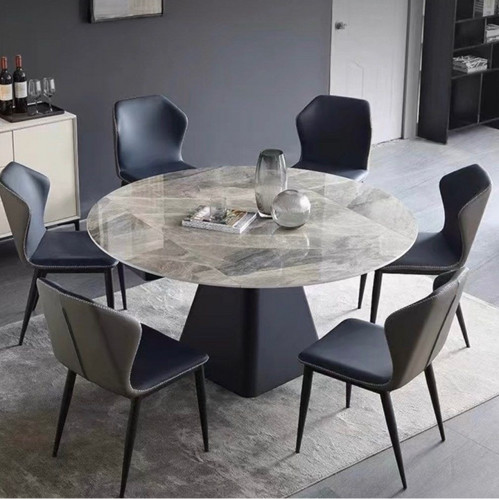 PIDON Modern Extendable Round Sintered Stone Dining Table
