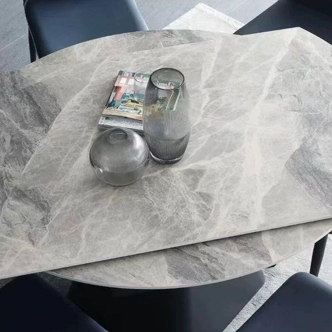 PIDON Modern Extendable Round Sintered Stone Dining Table