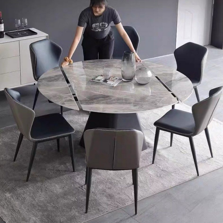 PIDON Modern Extendable Round Sintered Stone Dining Table