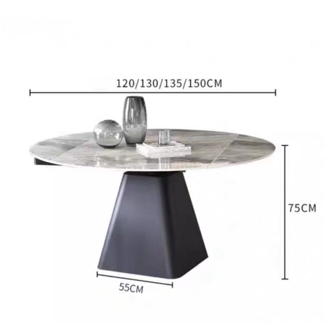 PIDON Modern Extendable Round Sintered Stone Dining Table