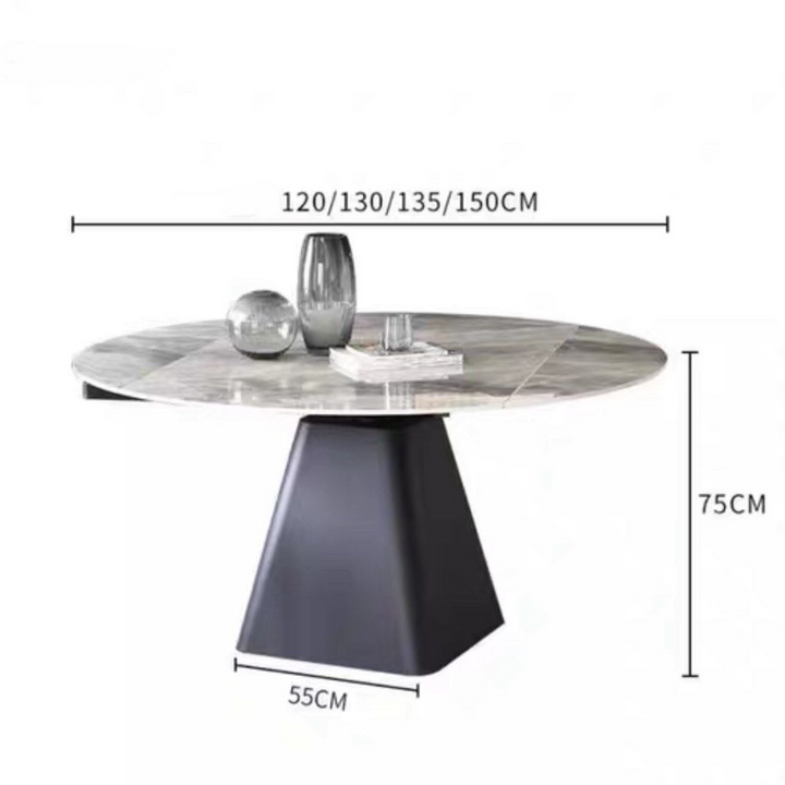 PIDON Modern Extendable Round Sintered Stone Dining Table