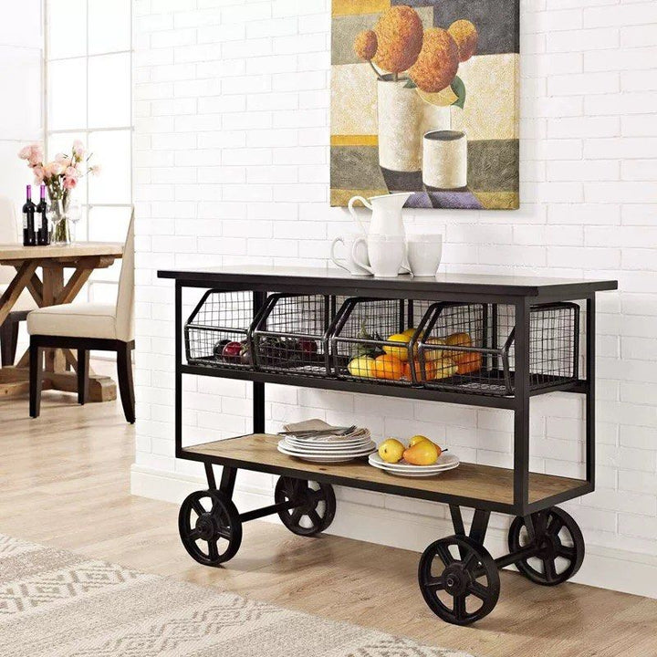 CHOSO Industrial Solid Wood Kitchen Cart