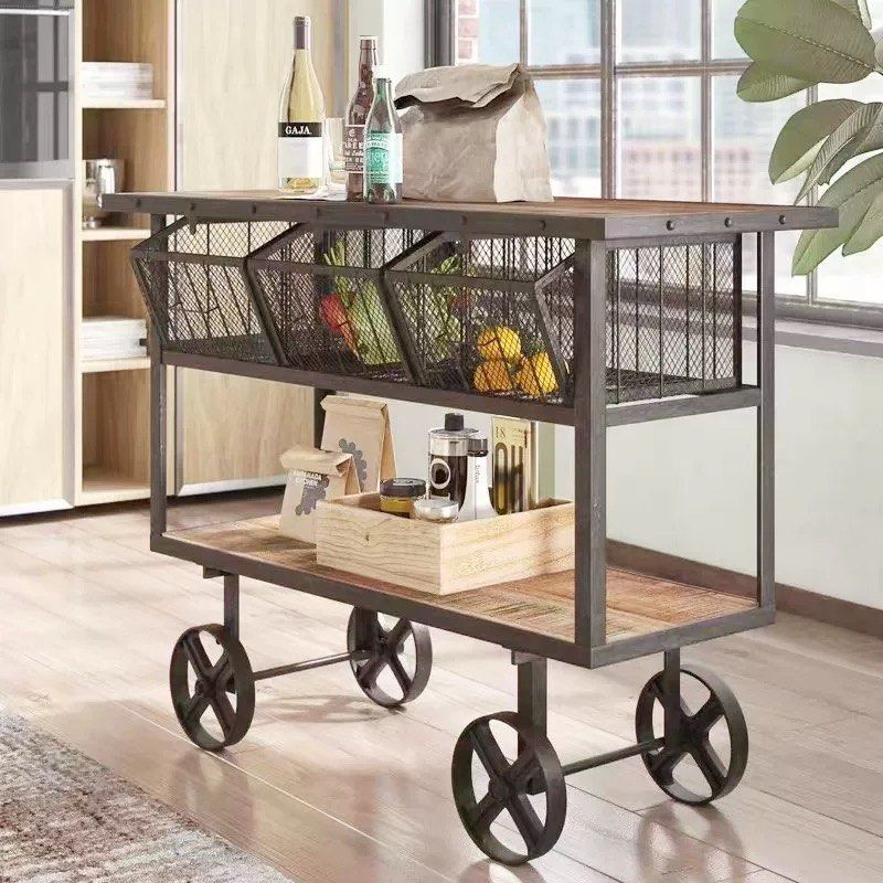 CHOSO Industrial Solid Wood Kitchen Cart