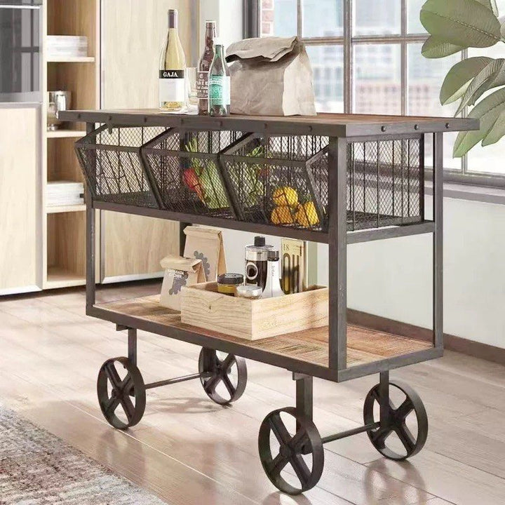CHOSO Industrial Solid Wood Kitchen Cart
