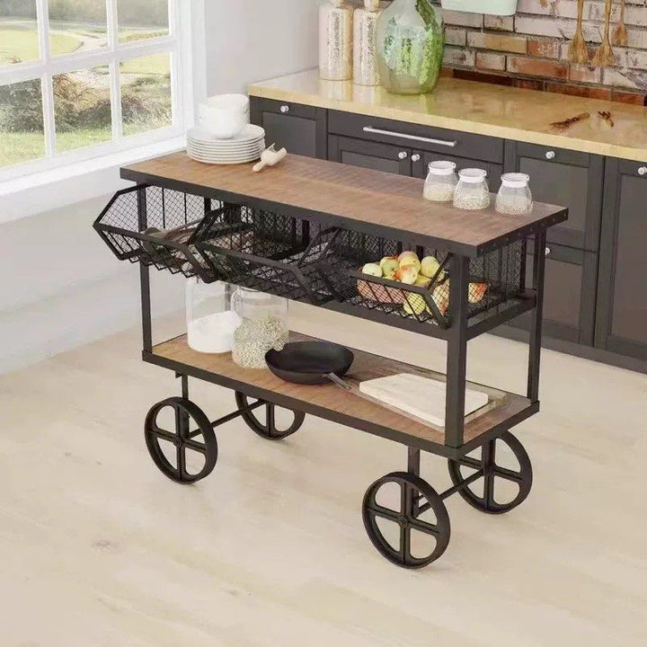 CHOSO Industrial Solid Wood Kitchen Cart