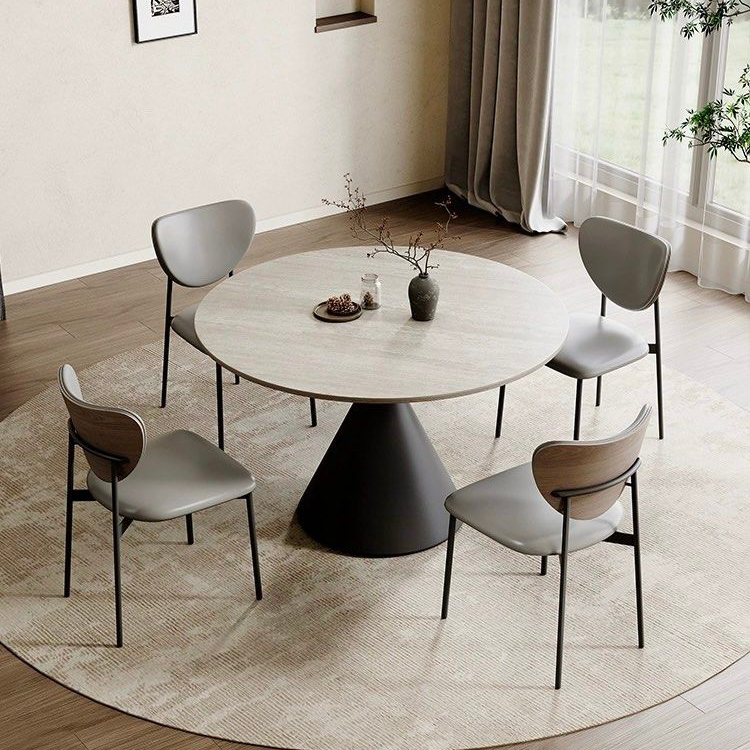 DELANEY Modern Travertine Round Dining Table