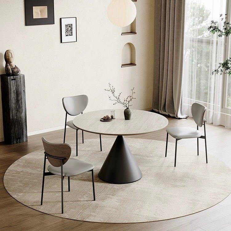 DELANEY Modern Travertine Round Dining Table