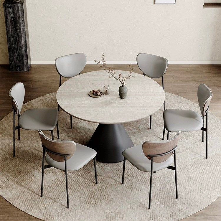 DELANEY Modern Travertine Round Dining Table