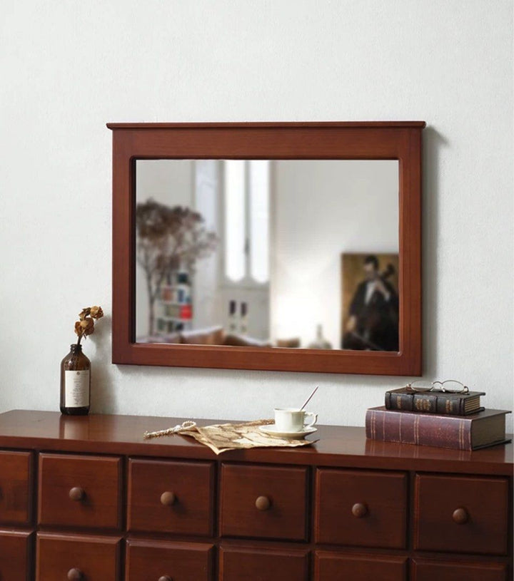 COSALZ Rustic Solid Wood Wall Mirror