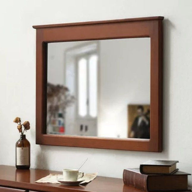 COSALZ Rustic Solid Wood Wall Mirror