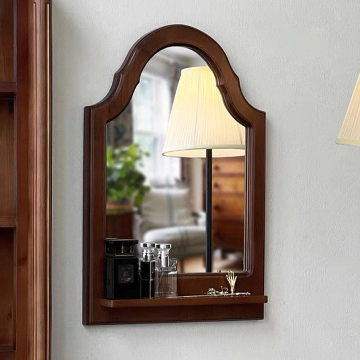 COZEO Mid Century Solid Wood Wall Mirror