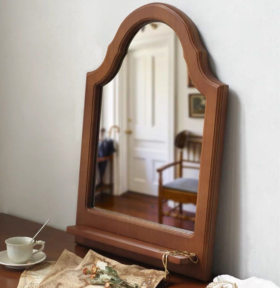 COZEO Mid Century Solid Wood Wall Mirror