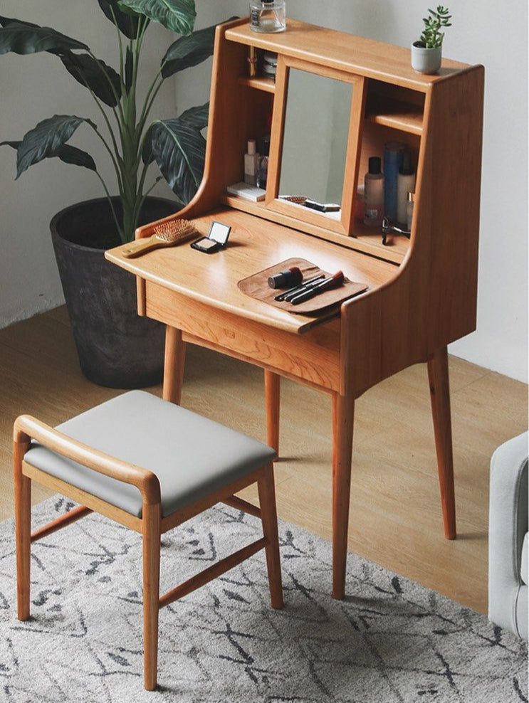 CREDI Rustic Solid Wood Vanity Table Set