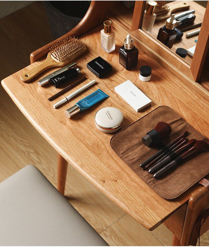 CREDI Rustic Solid Wood Vanity Table Set