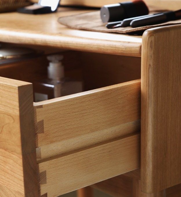 CREDI Rustic Solid Wood Vanity Table Set