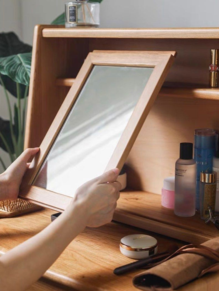 CREDI Rustic Solid Wood Vanity Table Set