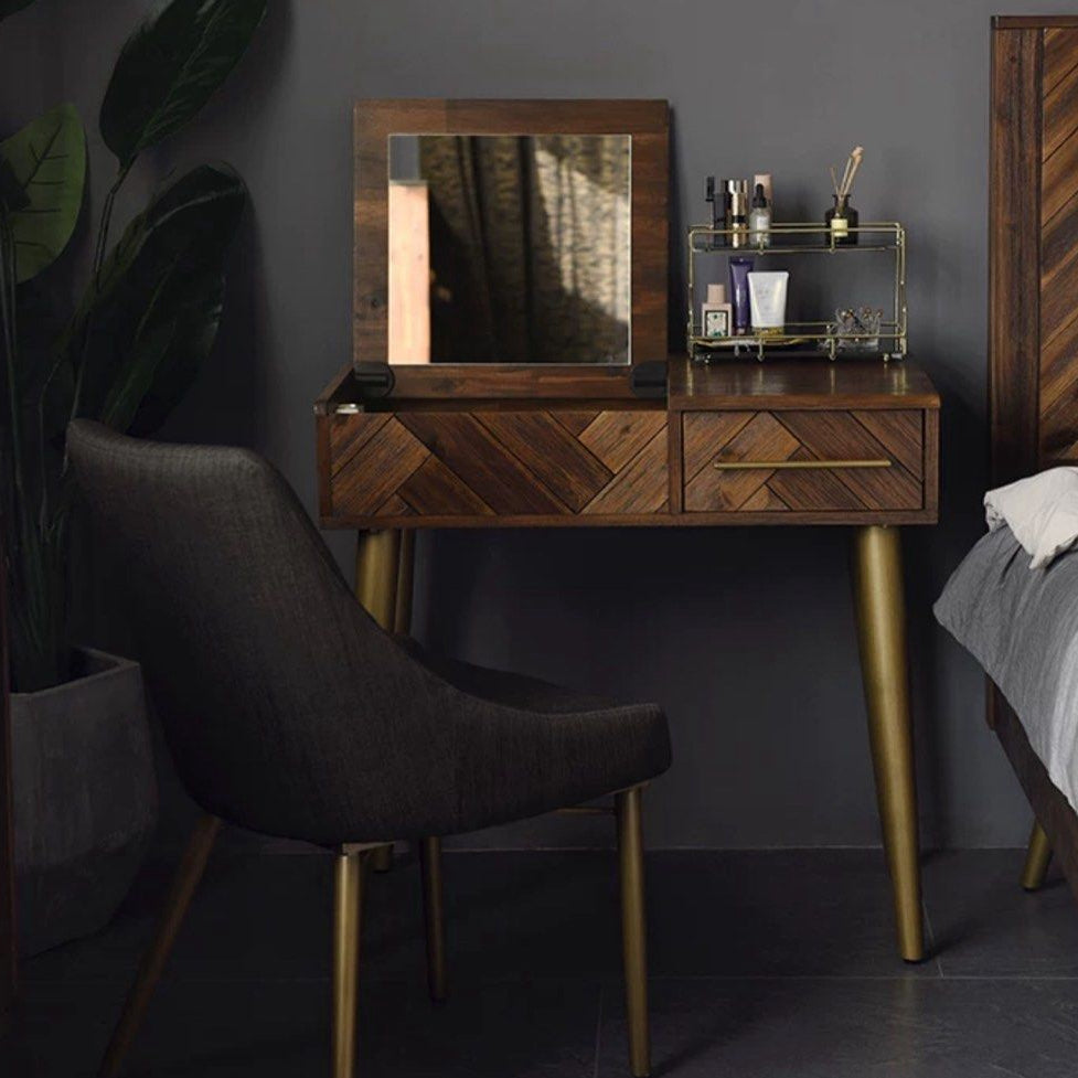 CROTIA Modern Herringbone Vanity Table