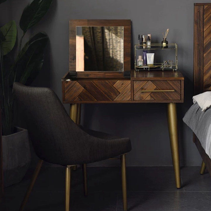 CROTIA Modern Herringbone Vanity Table