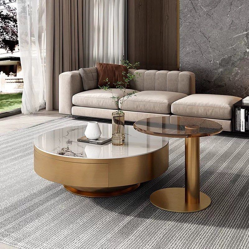 CURELT Modern Sintered Stone Round Coffee Tables