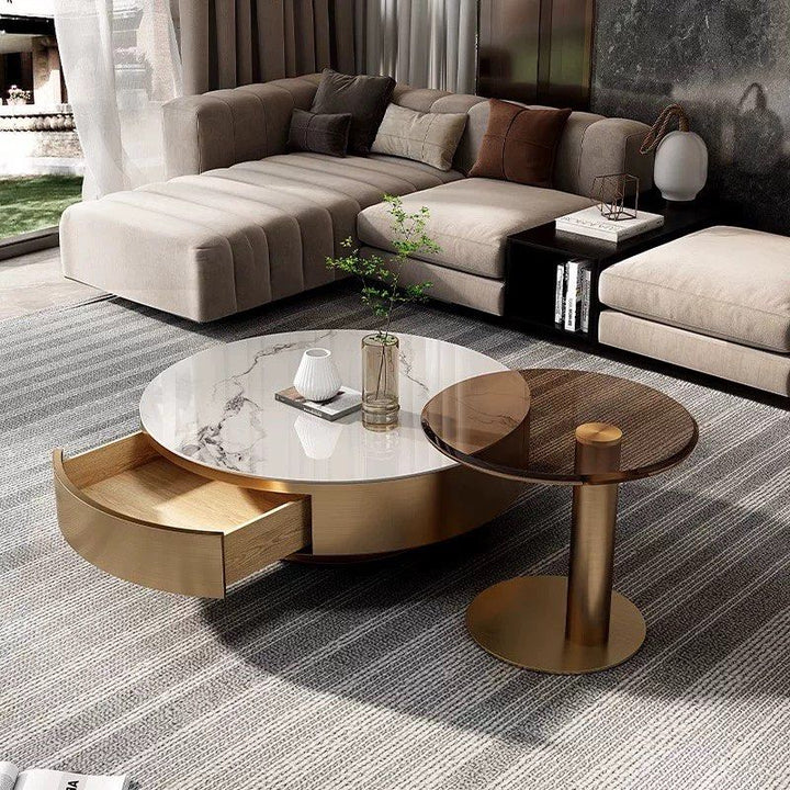 CURELT Modern Sintered Stone Round Coffee Tables