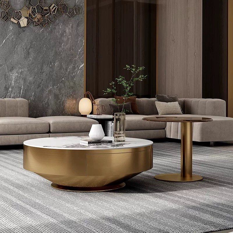 CURELT Modern Sintered Stone Round Coffee Tables