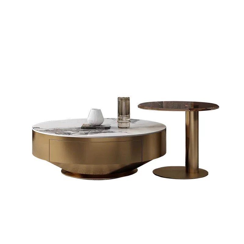 CURELT Modern Sintered Stone Round Coffee Tables