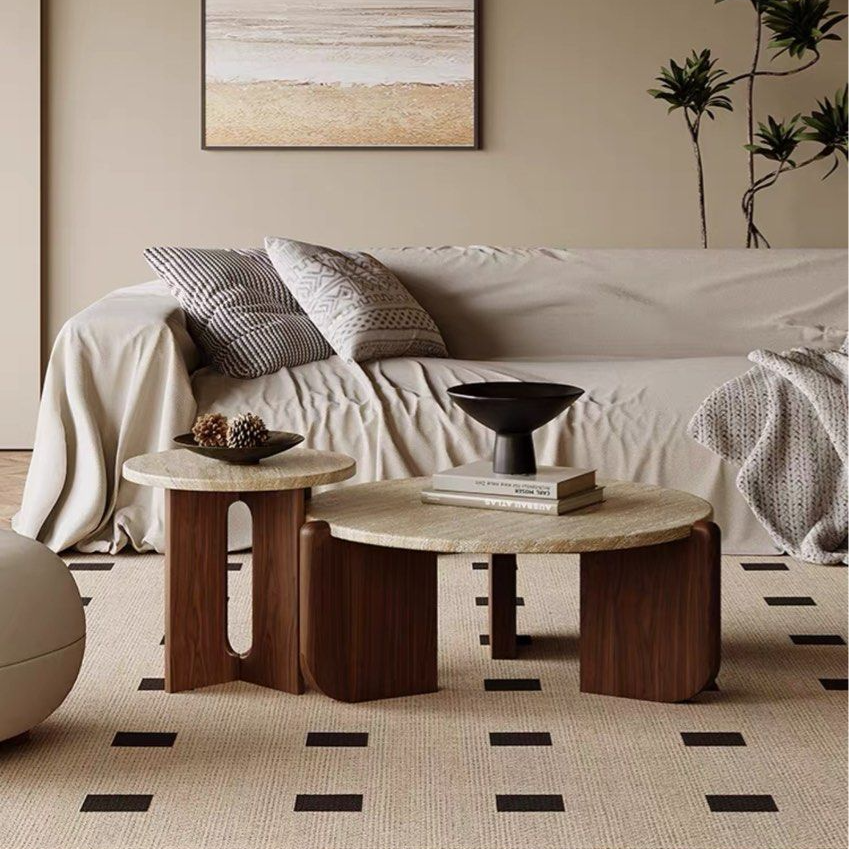 BAILEY Modern Travertine Side Table