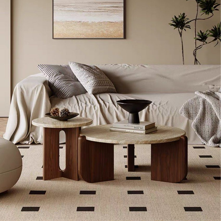 BAILEY Modern Travertine Side Table