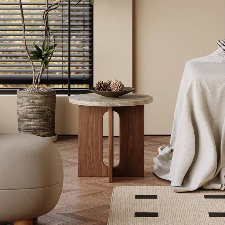 BAILEY Modern Travertine Side Table