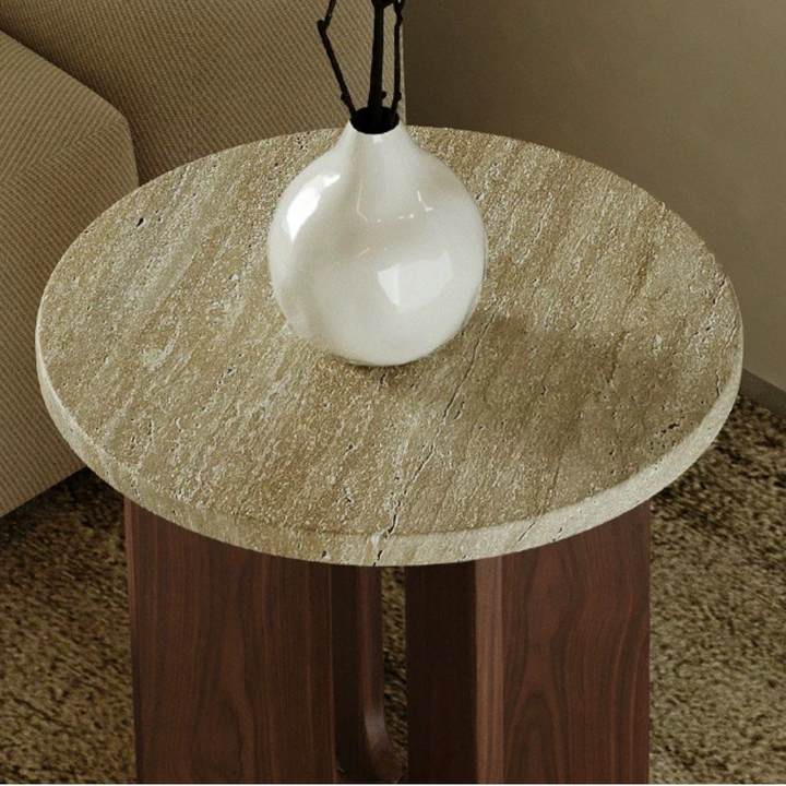 BAILEY Modern Travertine Side Table