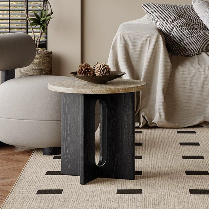 BAILEY Modern Travertine Side Table