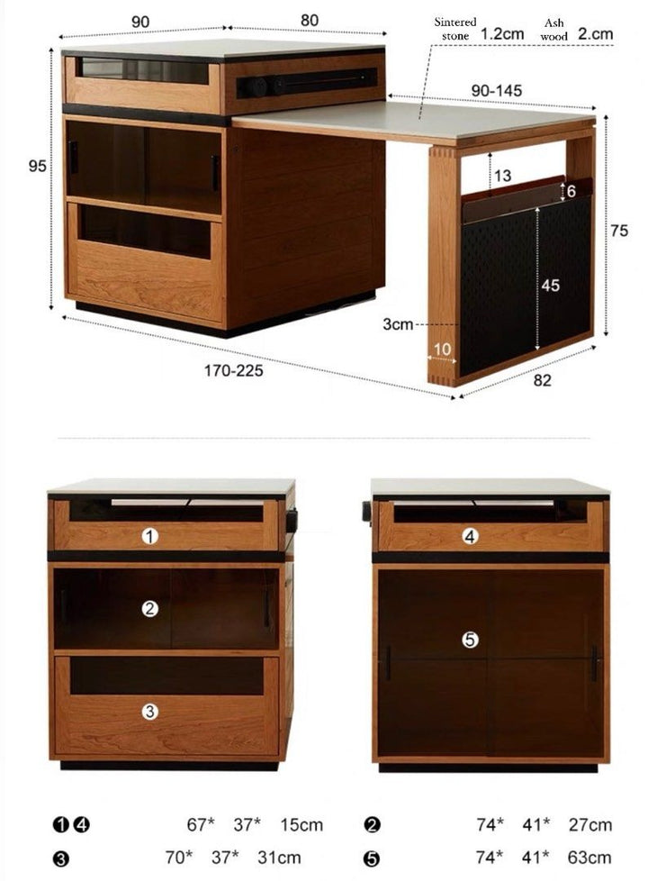 SULLIVAN Extendable Sintered Stone Island Dining Table