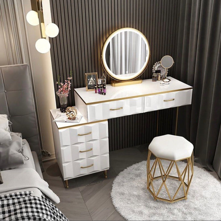 DAVRES Modern Vanity Table & Stool