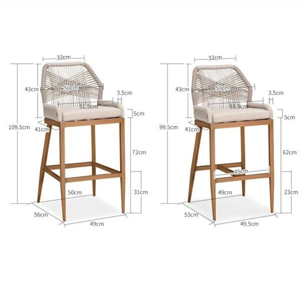 CINATI Outdoor Bar Stool with Cushion