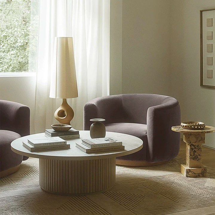 COLATTE Modern Solid Wood Round Coffee Table