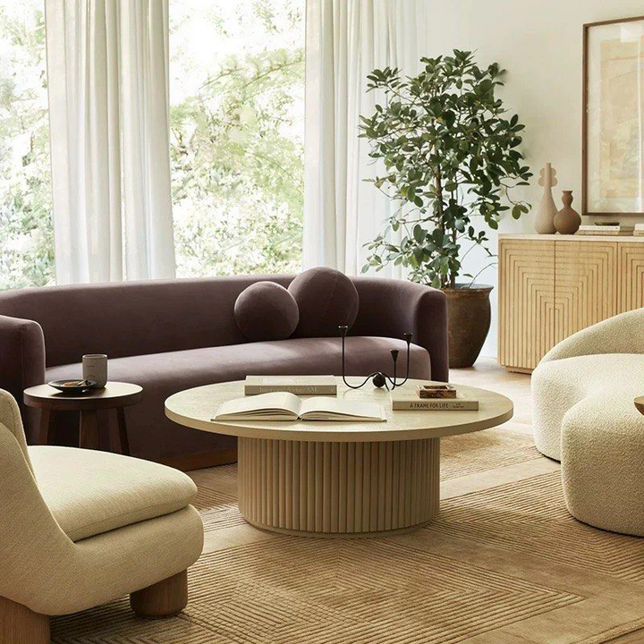 COLATTE Modern Solid Wood Round Coffee Table