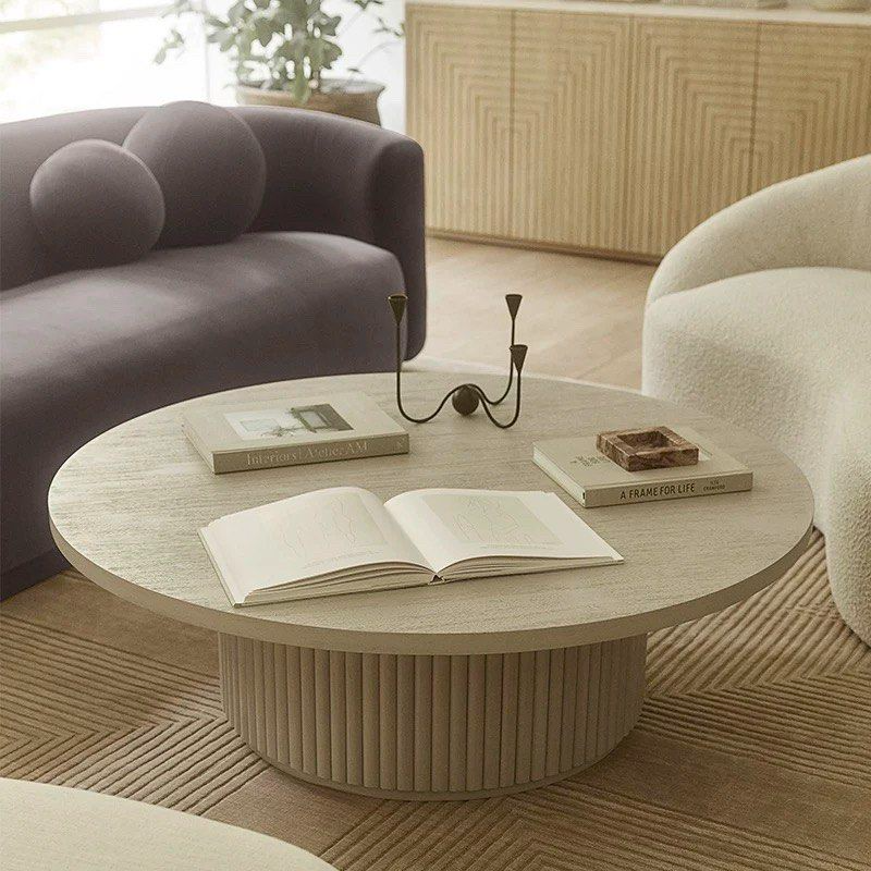 COLATTE Modern Solid Wood Round Coffee Table