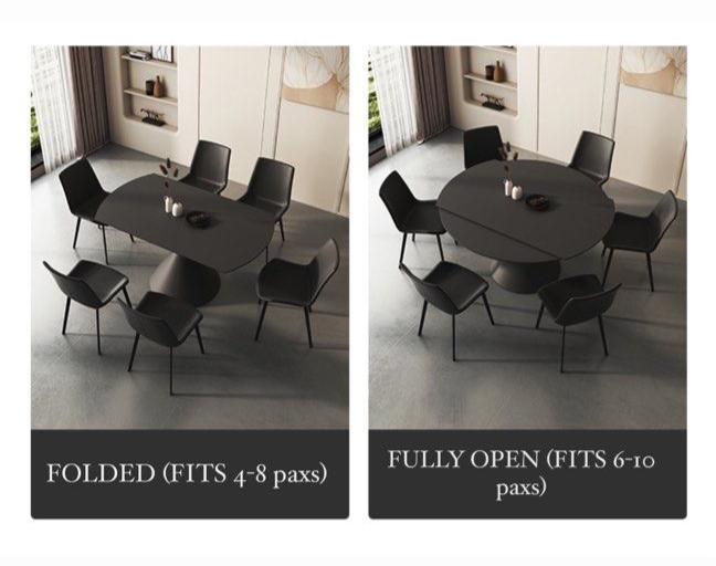 ALESON Modern Extendable Sintered Stone Round Dining Table