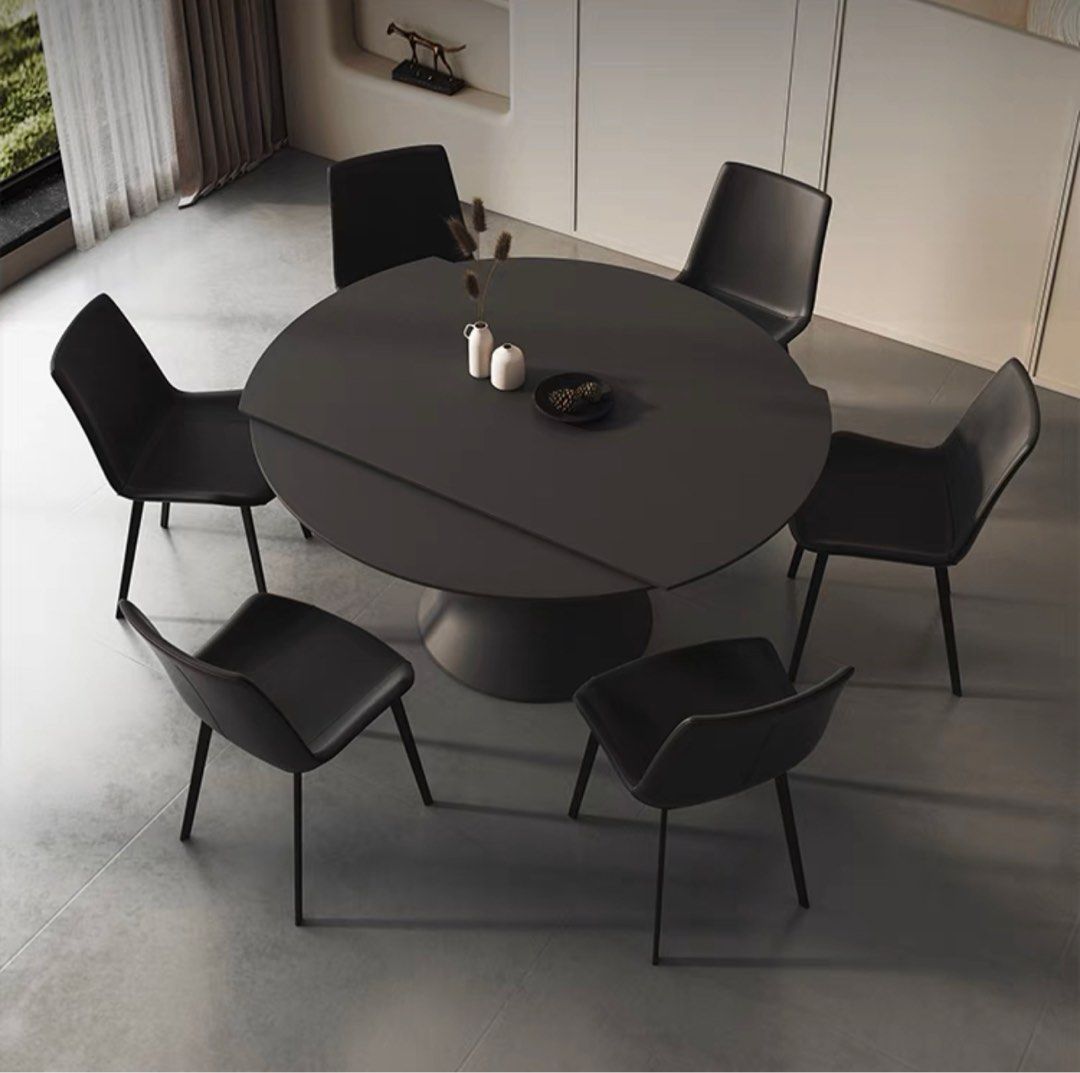 ALESON Modern Extendable Sintered Stone Round Dining Table