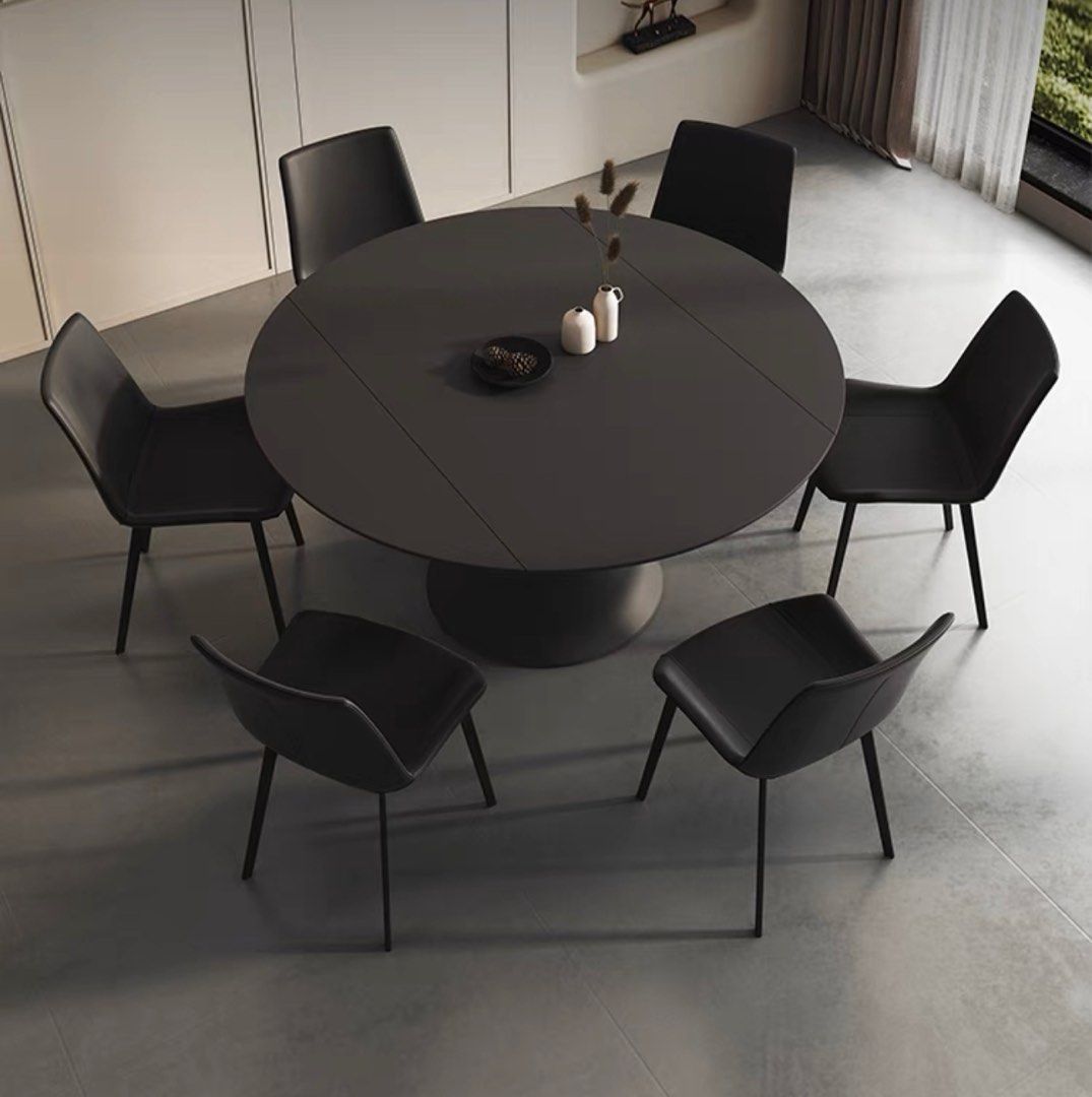 ALESON Modern Extendable Sintered Stone Round Dining Table