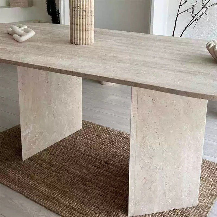 CAFUS Modern Travertine Dining Table