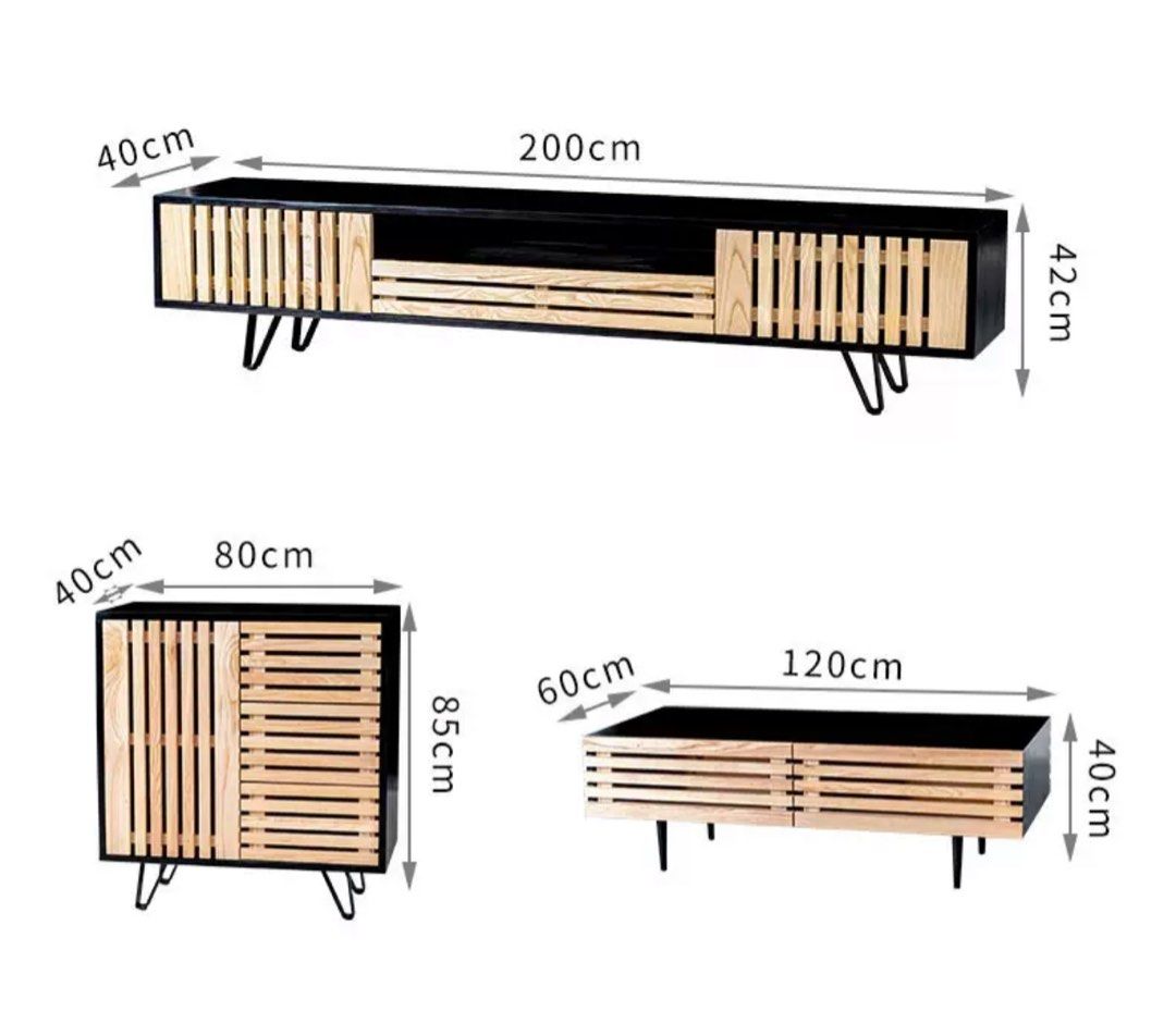 CAEDUS Industrial Solid Wood TV Console