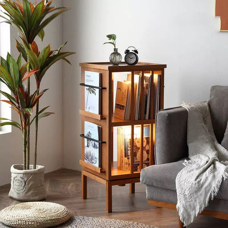 CORINN Japandi Solid Wood Rotatable Display Shelf